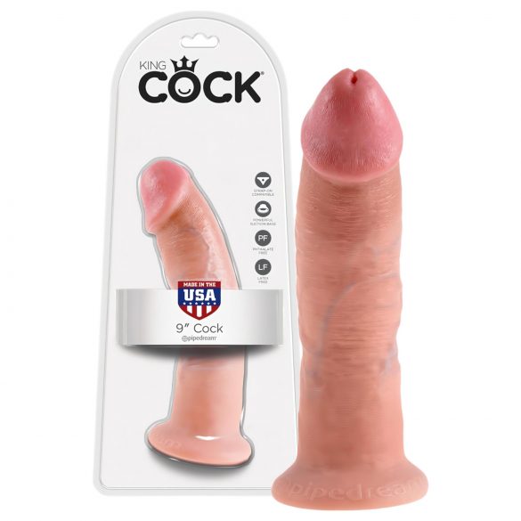 King Cock 9 - ar piesūcekņiem reālistisks dildo (23cm) - dabīgs