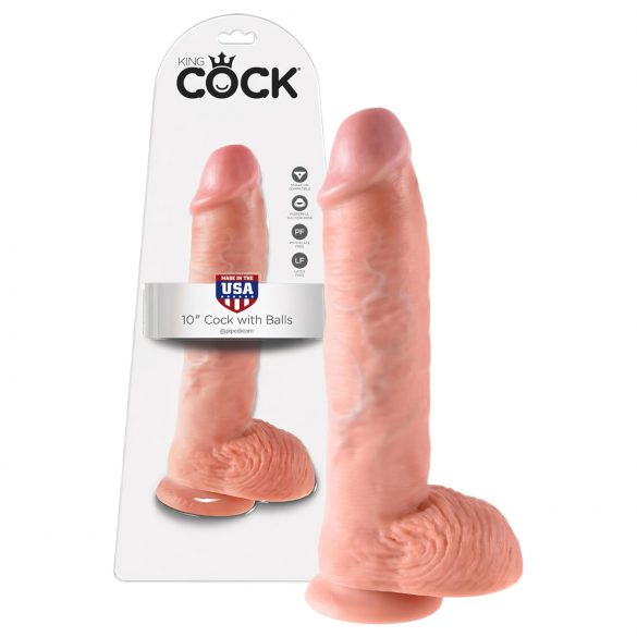 King Cock 10 sēklinieku liels dildo (25 cm) - naturāls