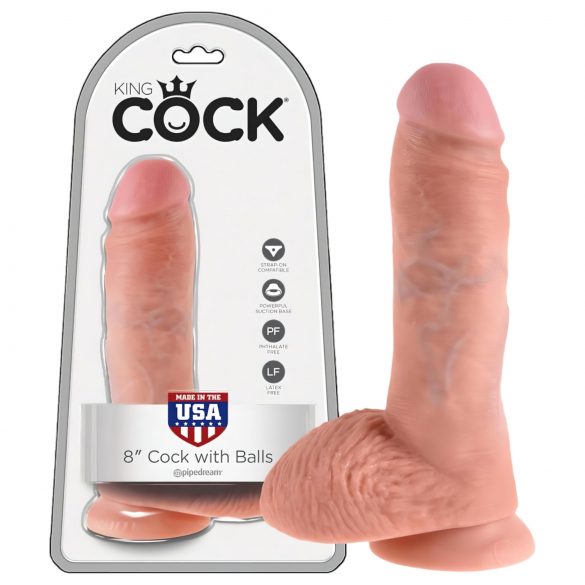 King Cock 8 sēklinieku dildo (20 cm) - dabisks