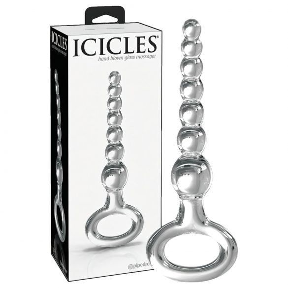 Icicles Nr. 67 - stikla dildo ar cilpu (caurspīdīgs)