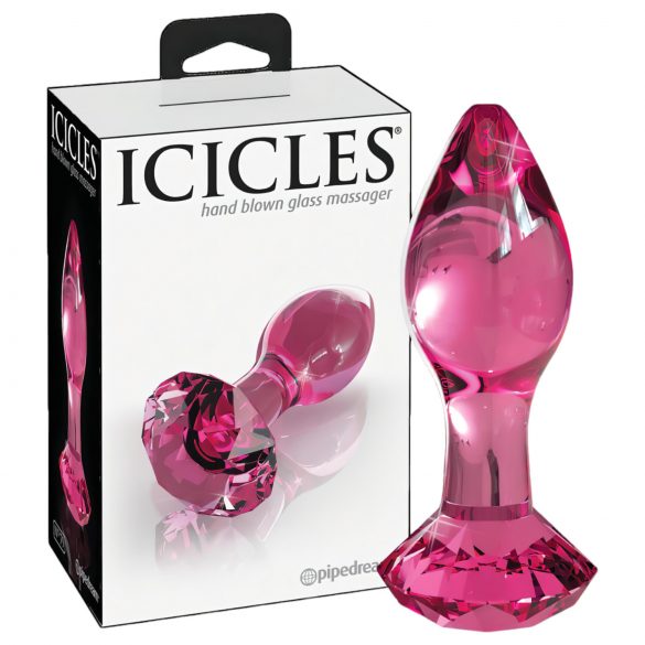 "Icicles No. 79 - konusveida stikla anālais dildo (rozā)"