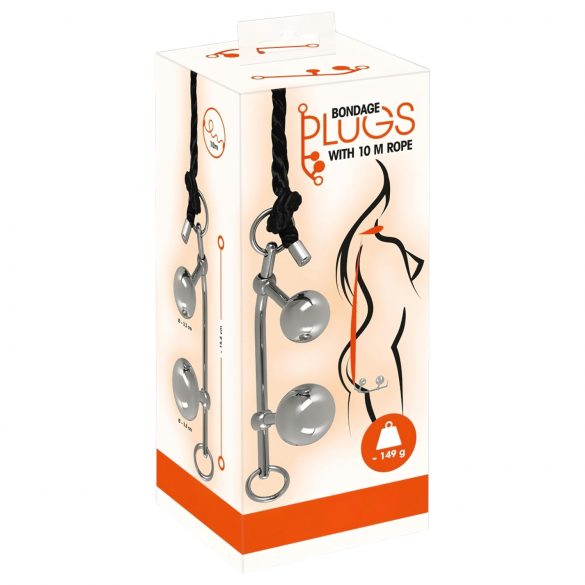 You2Toys Bondage Plugs - metāla izplešanās bumbiņas (149g) - sudraba