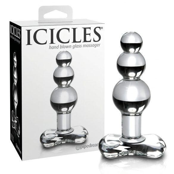 "Icicles No. 47 - trīskāršs pērļu stikla anālais dildo (caurspīdīgs)"