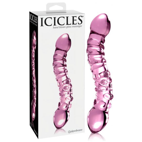 "Icicles No. 55 - divpusējs G-punkta stikla dildo (rozā)"