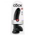 King Cock 9 - liels piesūceknis dildo ar sēkliniekiem (23 cm) - melns