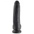 King Cock 9 - liels piesūceknis dildo ar sēkliniekiem (23 cm) - melns