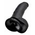 King Cock 9 - liels piesūceknis dildo ar sēkliniekiem (23 cm) - melns