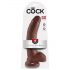 King Cock 9 - liels piesūcekņa dildo ar sēkliniekiem (23cm) - brūns