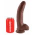 King Cock 9 - liels piesūcekņa dildo ar sēkliniekiem (23cm) - brūns