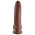 King Cock 9 - liels piesūcekņa dildo ar sēkliniekiem (23cm) - brūns