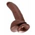 King Cock 9 - liels piesūcekņa dildo ar sēkliniekiem (23cm) - brūns