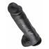 King Cock 11 - liels piesūcekņa dildo ar sēkliniekiem (28cm) - melns