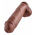 King Cock 11 - liels piesūcekņa, sēklinieku dildo (28 cm) - brūns