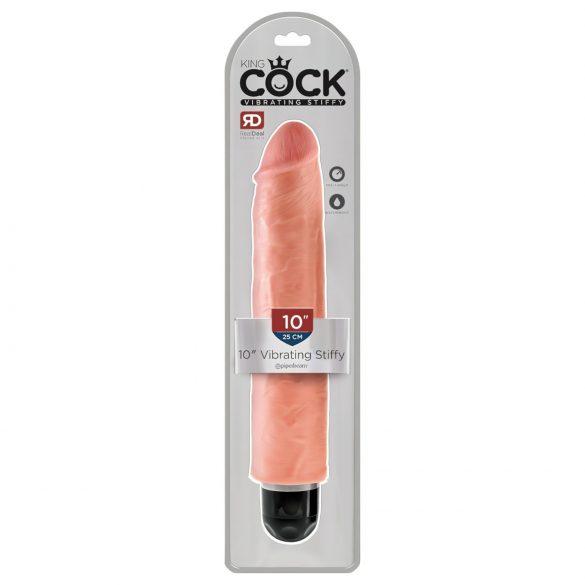 King Cock 10 Stiffy - ūdensnecaurlaidīgs, reālistisks vibrators (25 cm) - dabīgs