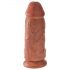 King Cock 9 Chubby - piesūceknis, ar sēklinieku dildo (23 cm) - tumšs dabīgs