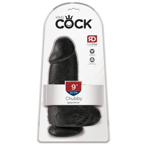 King Cock 9 Chubby - piesūcekņa bumbieru dildo (23 cm) - melns