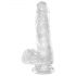 King Cock Clear 6 - piesūcekņa pamatne, ar sēkliniekiem, mazs dildo (15 cm)