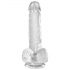 King Cock Clear 6 - piesūcekņa pamatne, ar sēkliniekiem, mazs dildo (15 cm)