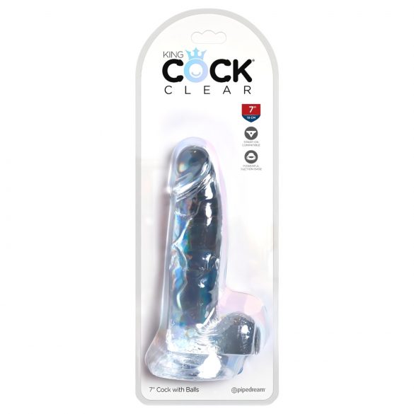 King Cock Clear 7 - piesūceknis, ar zābakiem dildo (18cm)