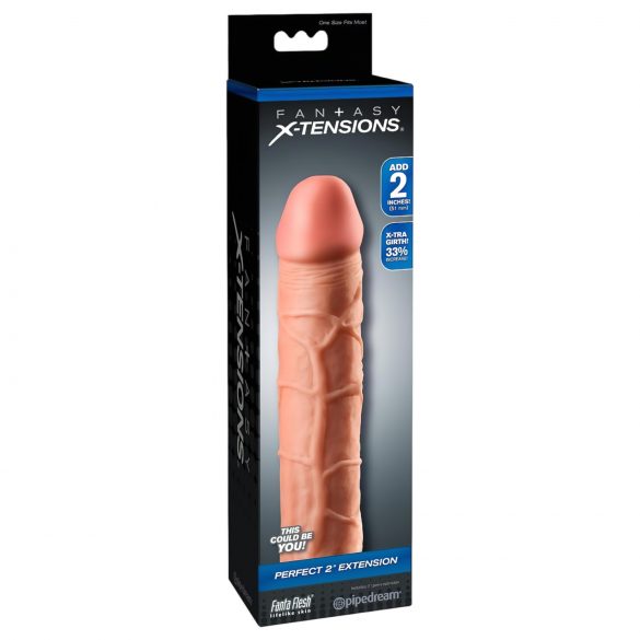 X-TENSION Perfect 2 - dabīgā izskata dzimumlocekļa uzmava (20,3 cm)