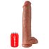 King Cock 15 - piesūcekņa pamatne, milzu dildo (38 cm) ar sēkliniekiem - tumša dabiskā krāsa