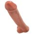 King Cock 15 - piesūcekņa pamatne, milzu dildo (38 cm) ar sēkliniekiem - tumša dabiskā krāsa