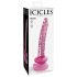 Icicles No. 86 - stikla dildo ar dzimumlocekļa formu (rozā)