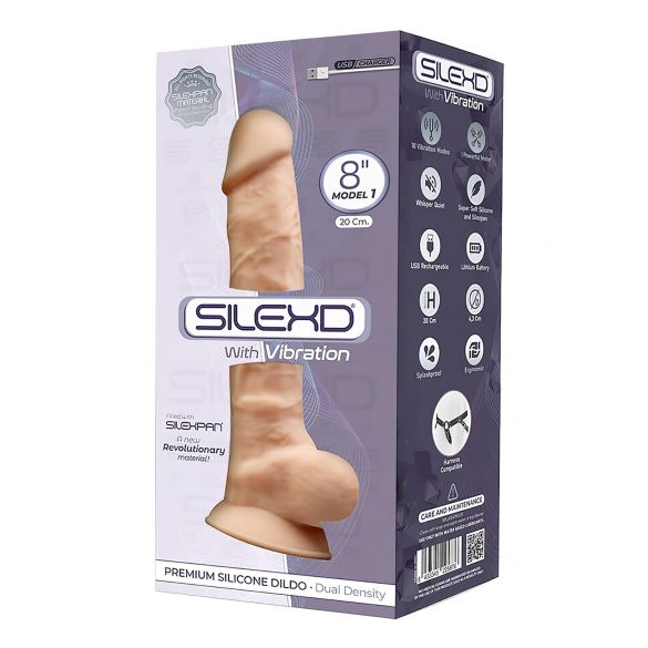 Silexd 8 - veidīgs, piesūcekņa, herēts vibrators - 20cm (dabīgs)