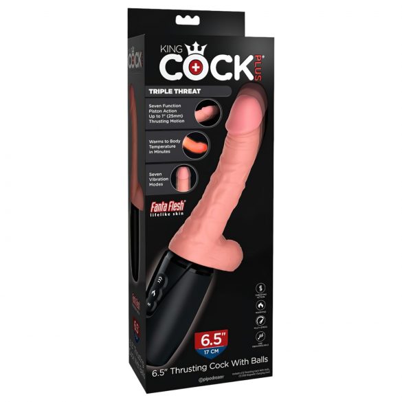 King Cock Plus 6,5 - dabīgu sēklinieku bīdāmais vibrators - dabisks