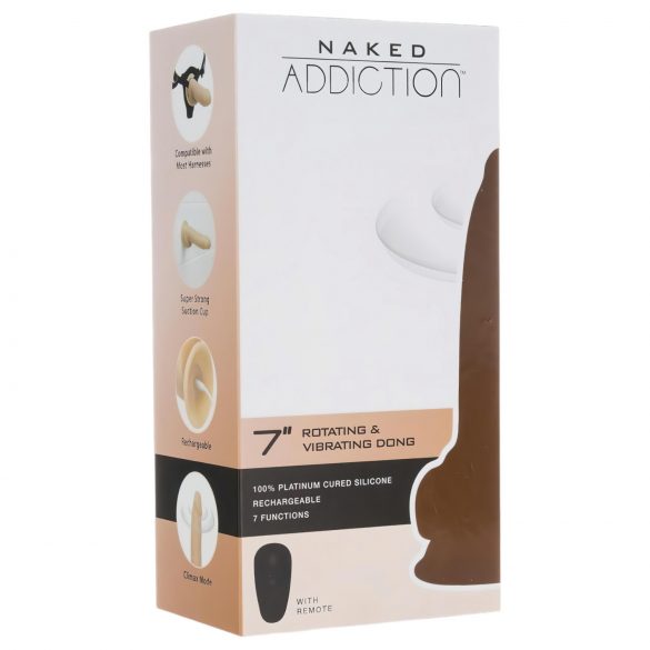 Naked Addiction Rotating 7 - uzlādējams, rotējošs vibrators (18 cm) - dabīgs