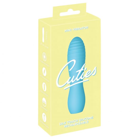 Cuties Mini 3 - akumulatora, ūdensizturīgs, rievojumiem bagāts vibrators (tirkīza)