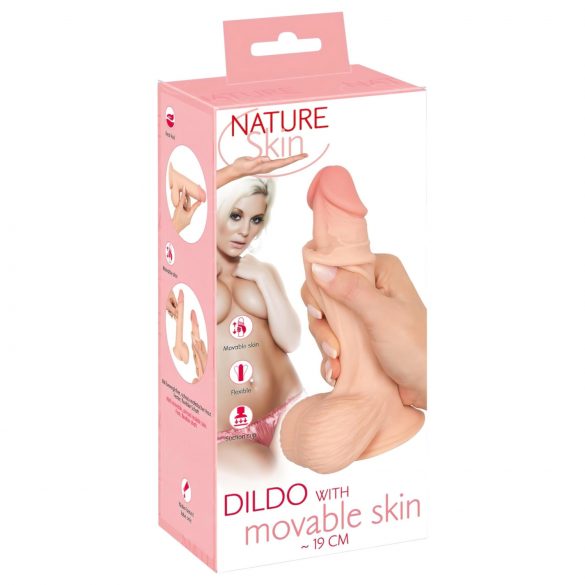 Nature Skin - dildo ar ādu - 19cm (dabīgs)