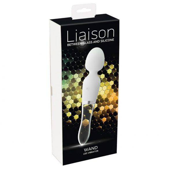 Liaison Wand - akumulatora silikona-stikla LED vibrators (caurspīdīgs-balts)