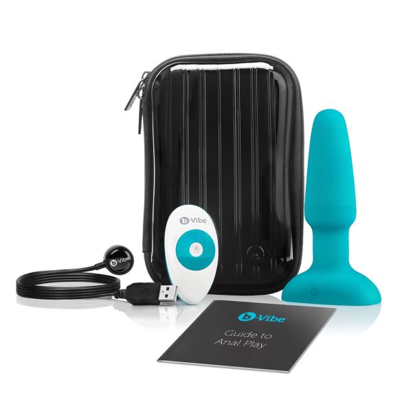 b-Vibe - rotējošā lodītes, uzlādējams anālais vibrators (tirkīza)