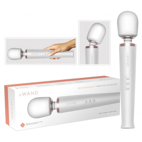 le Wand - ekskluzīvs, uzlādējams masāžas vibrators (balts)