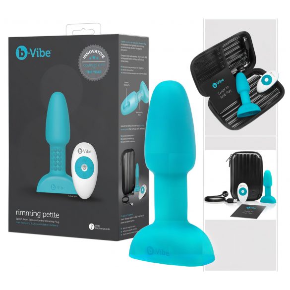 b-Vibe Rimming - rotējošs pērlīšu anālais vibrators (tirkīza)