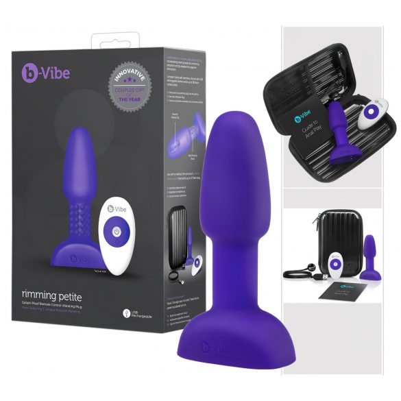 b-Vibe Rimming - rotējoša pērlīšu anālais vibrators (violets)