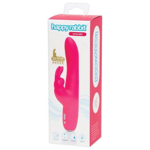 Happyrabbit Curve Slim - ūdensizturīgs, uzlādējams klitora vibrators (rozā)