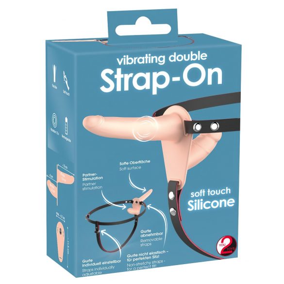 You2Toys - Stropos Vibro - uzlādējams, piestiprināms dubults vibrators (dabisks)