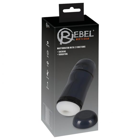 Rebel - 2in1 sūkšanas un vibrējošais masturbators (melns)