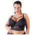 Cottelli Plus Size - mežģīņu krūšturis ar siksnām (melns) - 95D