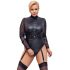 Cottelli Bondage Plus Size - Mežģīņu piedurkņu bodijs (melns) - 3XL