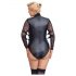 Cottelli Bondage Plus Size - Mežģīņu piedurkņu bodijs (melns) - 3XL