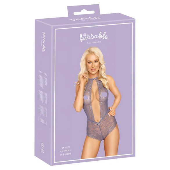 Kissable - laimes, mežģīņu bodijs ar apkakli (violets) - L/XL