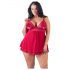 Cottelli Plus Size - mežģīņu, gaisīgs babydolls (sarkanā krāsā) - 2XL