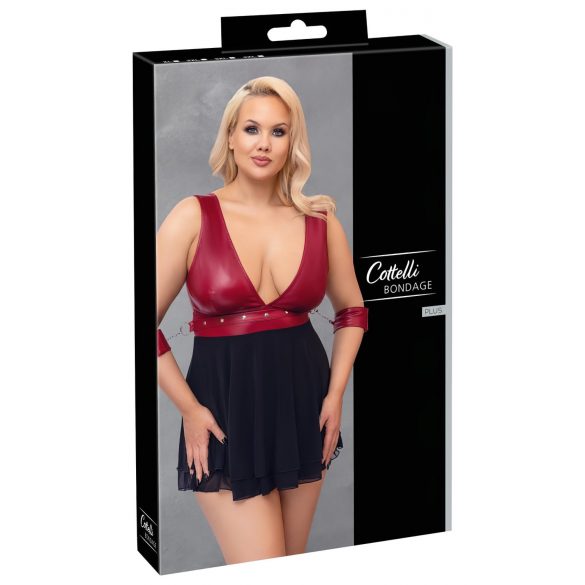 Cottelli Bondage Plus Size - babydoll (sarkans-melns)