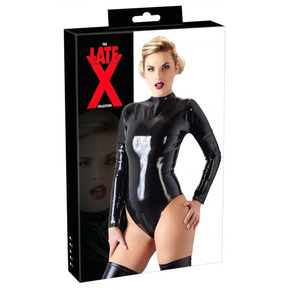 LATEX - sieviešu garām piedurknēm bodijs (melns)  - 2XL