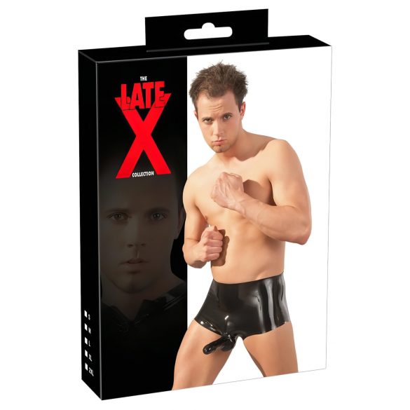 LATEX - bokseršorti ar dzimumlocekļa uzmavu (melni) - L/XL