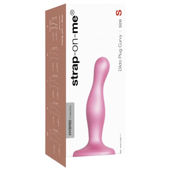 Strap-on-me Curvy S - viļņveida, pamatnes dildo (rozā)