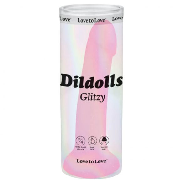 Dildolls Glitzy - ar piesūcekņa silikona dildo (rozā)